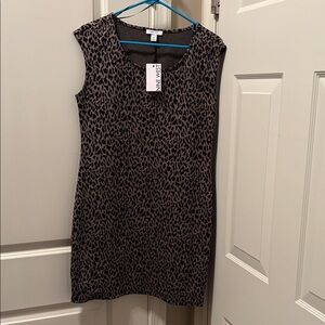 Nine West Black and Brown Animal Print Mini Dress